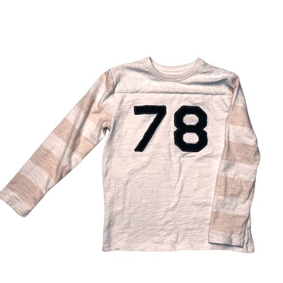 GapKids Medium Cream/Tan “78” Striped Ling Sleeved Top‎ - Picture 1 of 3